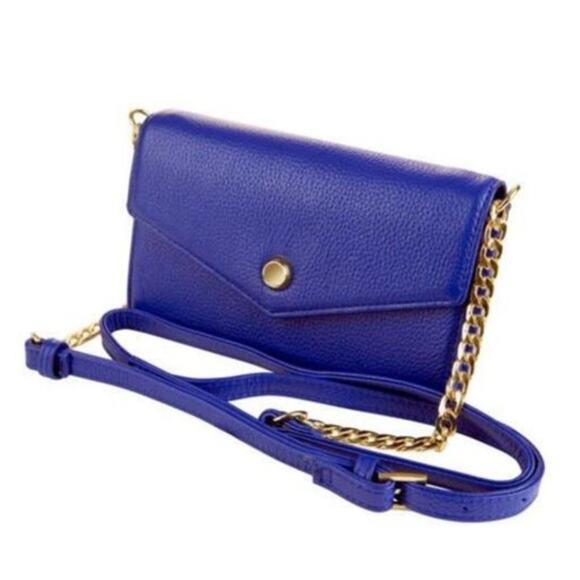 Stella & Max Women's Blue Pebbled Leather Crossbody Smartphone Wallet Clutch - Picture 1 of 6